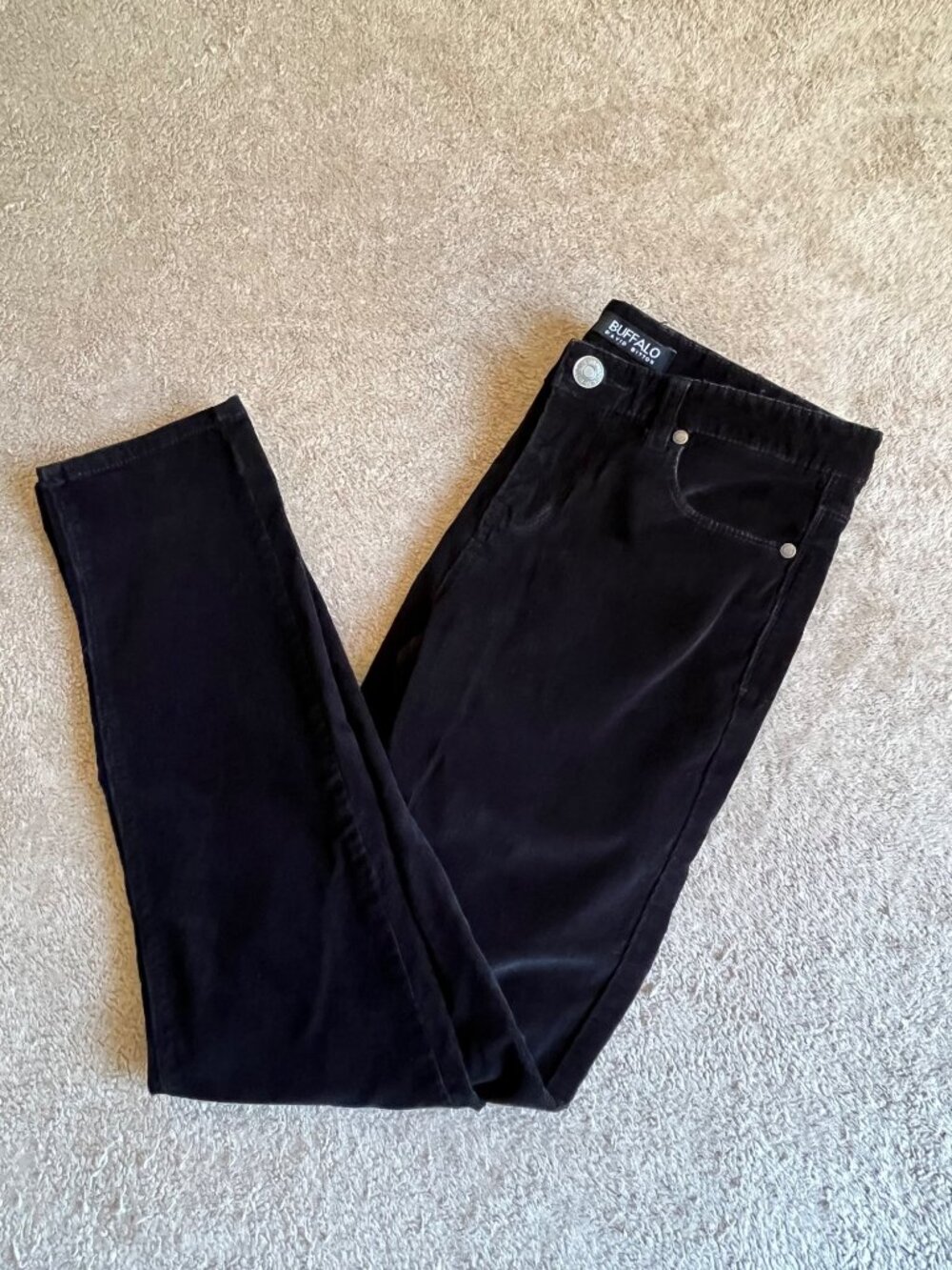 Buffalo David Bitton Womens Black Corduroy Skinny Fit Jeans Size 2/26